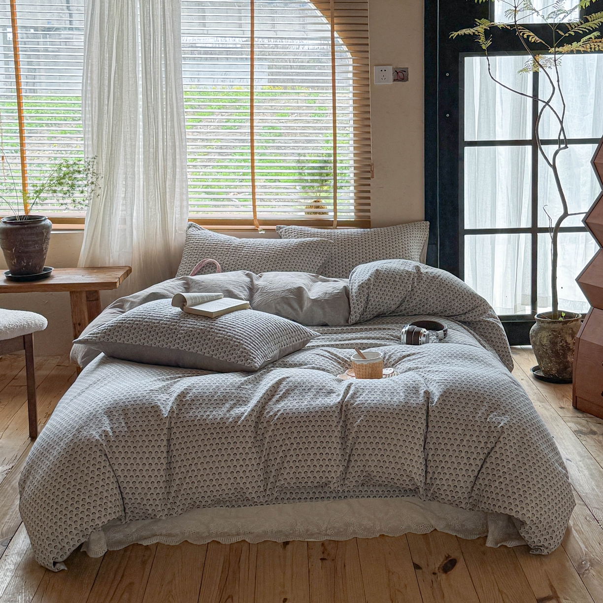 91家纺网 家纺一手货源 找家纺 孑寐家纺 2026新款亲肤舒适全棉棉麻单床盖床盖单件 花里行间