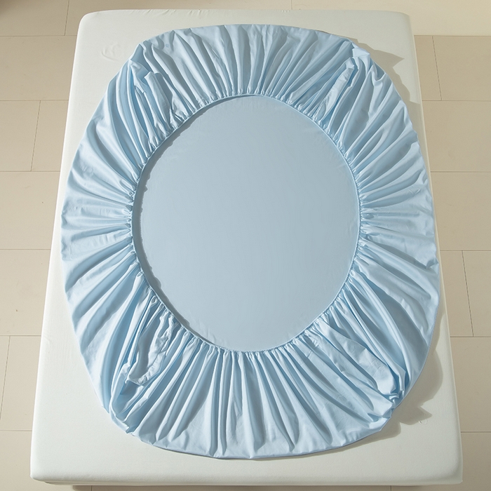 91家纺网 家纺一手货源 找家纺 佳汐蓝家纺 2026春夏新款贡缎长绒棉纯棉单床笠 床笠单件 蒂芙尼蓝