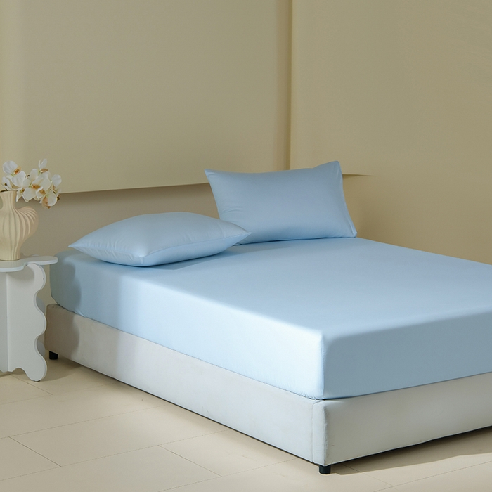 91家纺网 家纺一手货源 找家纺 佳汐蓝家纺 2026春夏新款贡缎长绒棉纯棉单床笠 床笠单件 蒂芙尼蓝