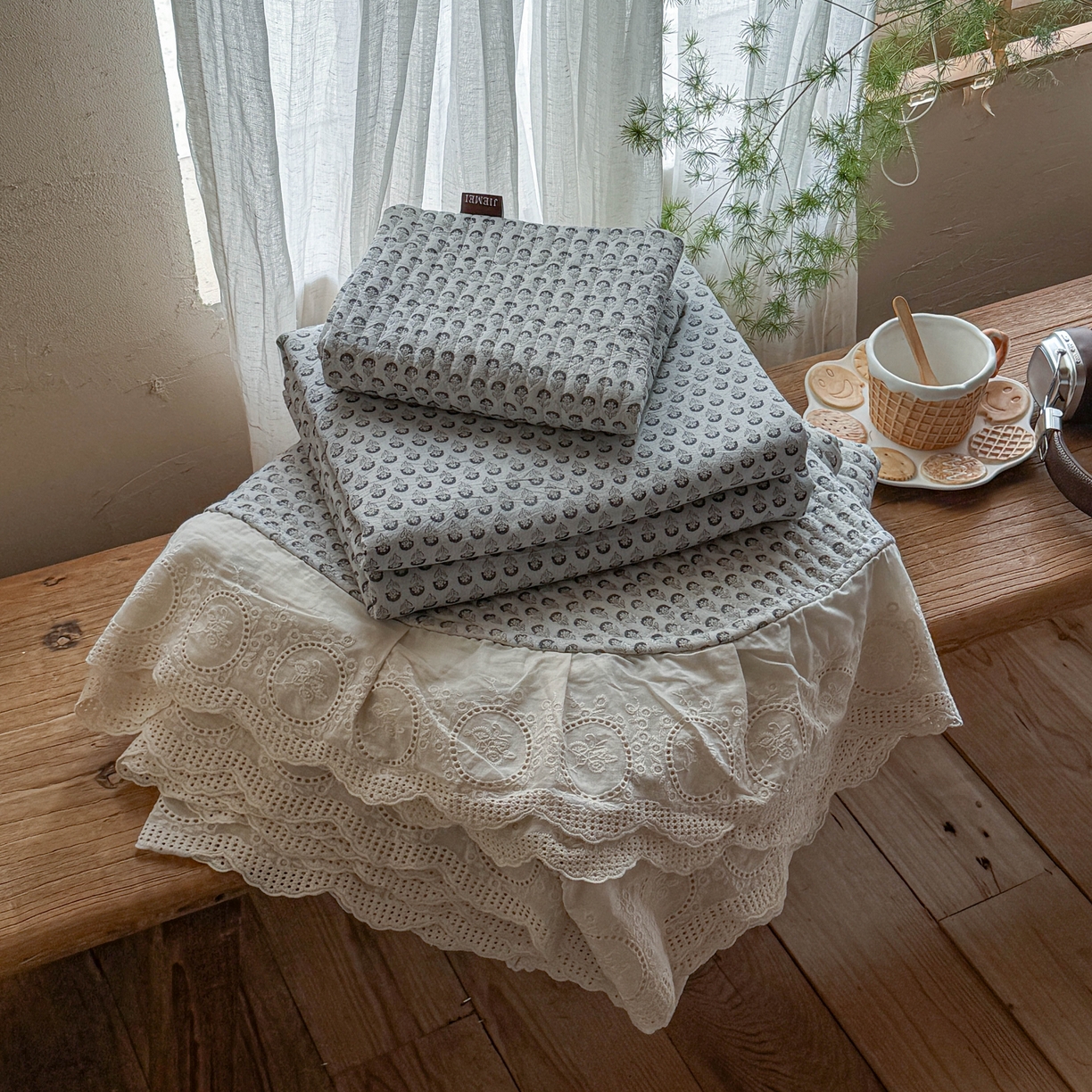 91家纺网 家纺一手货源 找家纺 孑寐家纺 2026新款亲肤舒适全棉棉麻单床盖床盖单件 花里行间