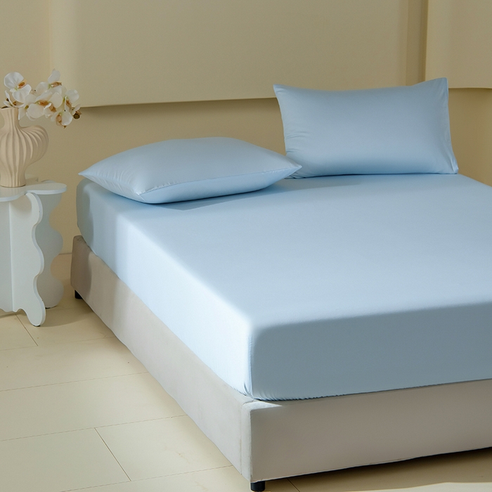 91家纺网 家纺一手货源 找家纺 佳汐蓝家纺 2026春夏新款贡缎长绒棉纯棉单床笠 床笠单件 蒂芙尼蓝