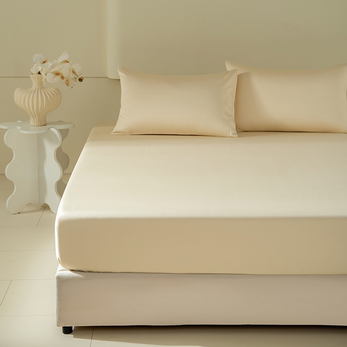 佳汐蓝家纺 2026春夏新款贡缎长绒棉纯棉单床笠 床笠单件 奶昔白