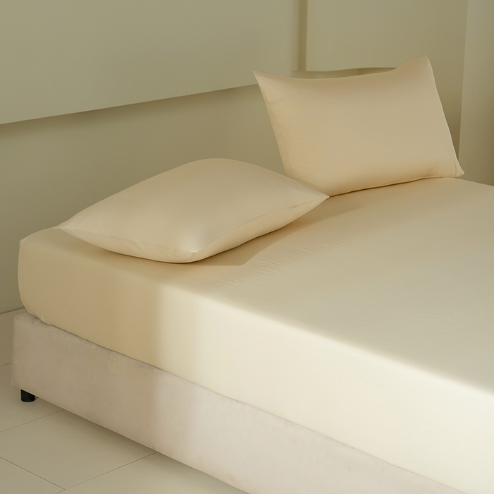 91家纺网 家纺一手货源 找家纺 佳汐蓝家纺 2026春夏新款贡缎长绒棉纯棉单床笠 床笠单件 奶昔白