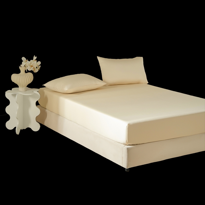 91家纺网 家纺一手货源 找家纺 佳汐蓝家纺 2026春夏新款贡缎长绒棉纯棉单床笠 床笠单件 奶昔白