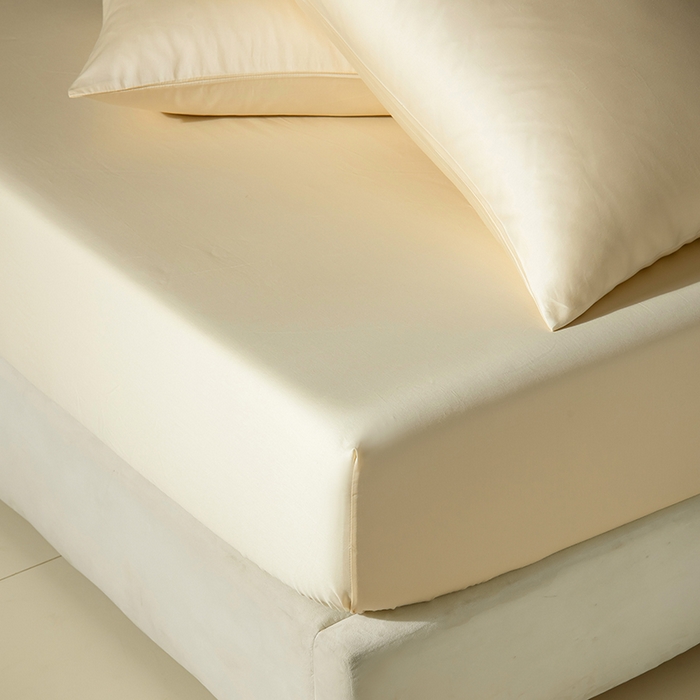 91家纺网 家纺一手货源 找家纺 佳汐蓝家纺 2026春夏新款贡缎长绒棉纯棉单床笠 床笠单件 奶昔白