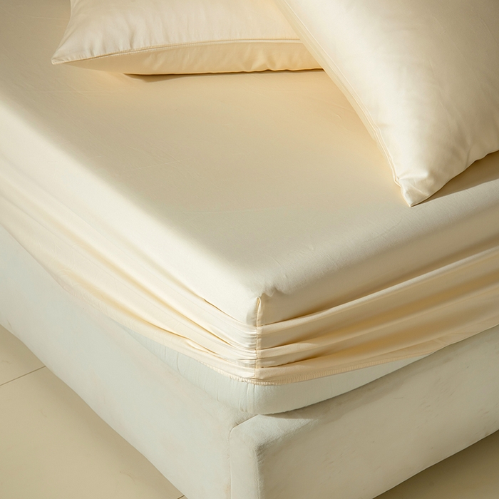 91家纺网 家纺一手货源 找家纺 佳汐蓝家纺 2026春夏新款贡缎长绒棉纯棉单床笠 床笠单件 奶昔白