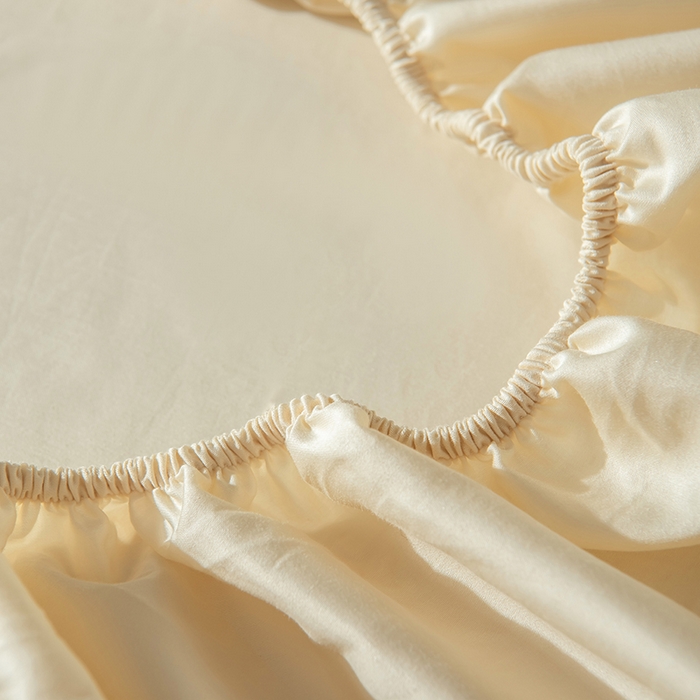 91家纺网 家纺一手货源 找家纺 佳汐蓝家纺 2026春夏新款贡缎长绒棉纯棉单床笠 床笠单件 奶昔白