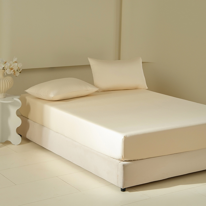 91家纺网 家纺一手货源 找家纺 佳汐蓝家纺 2026春夏新款贡缎长绒棉纯棉单床笠 床笠单件 奶昔白