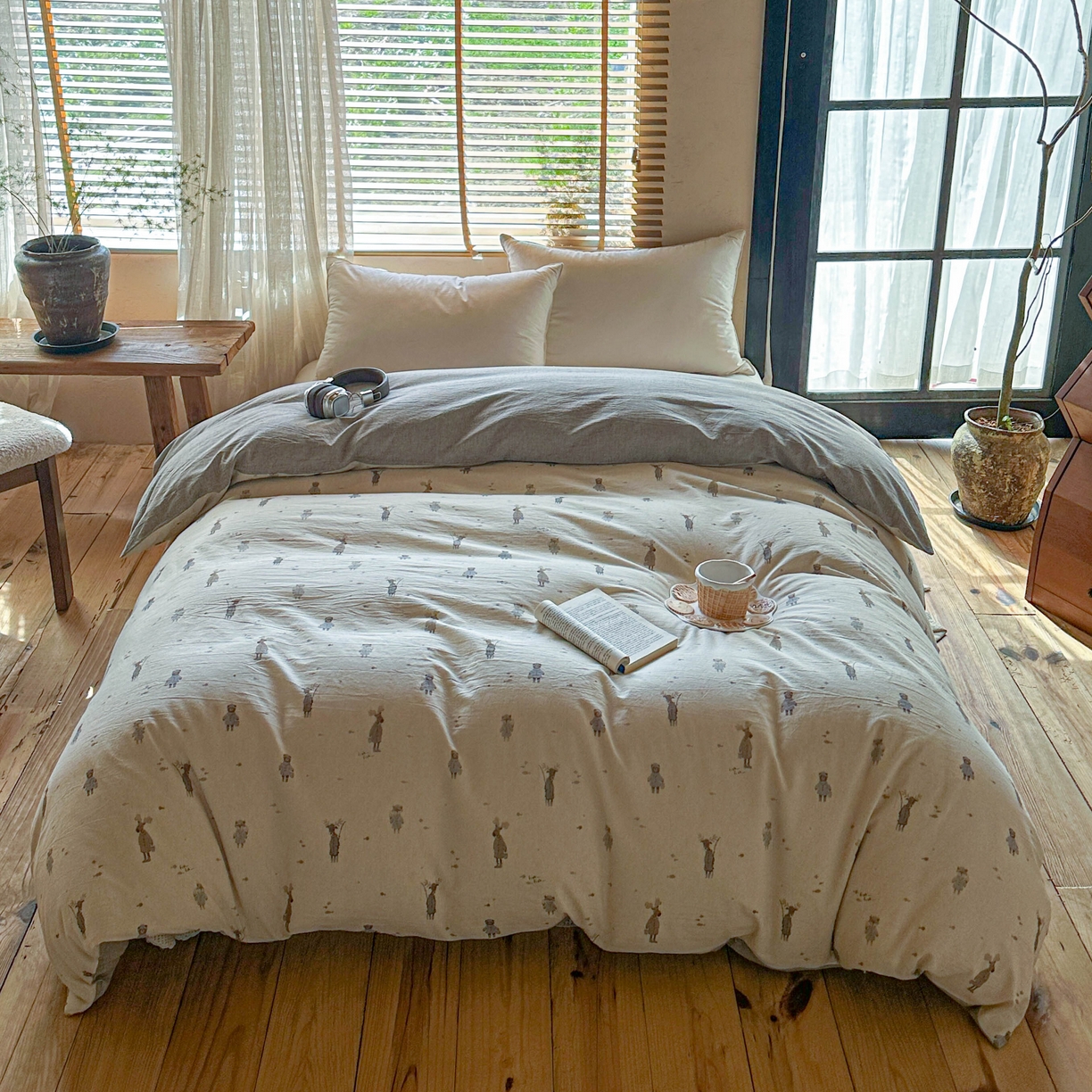 91家纺网 家纺一手货源 找家纺 孑寐家纺 2026新款亲肤舒适全棉棉麻单床盖床盖单件 假日乐园