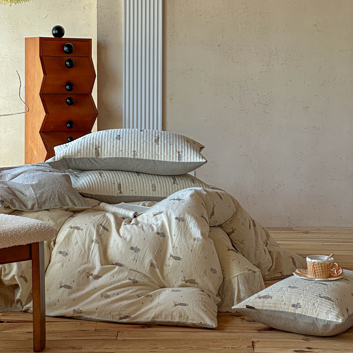 91家纺网 家纺一手货源 找家纺 孑寐家纺 2026新款亲肤舒适全棉棉麻单床盖床盖单件 假日乐园