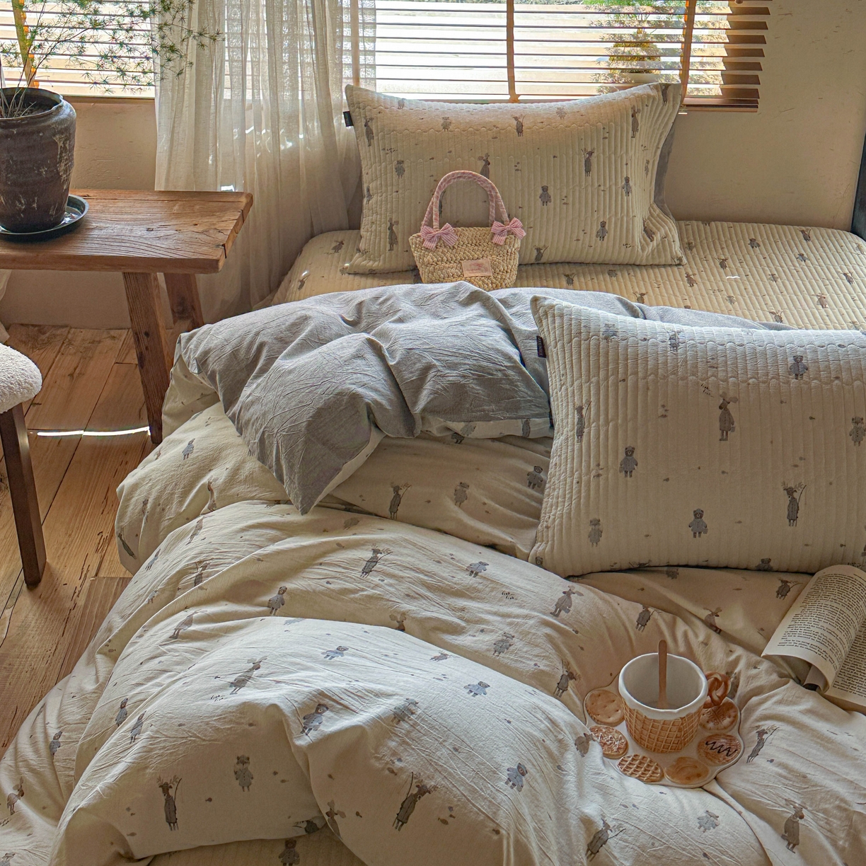 91家纺网 家纺一手货源 找家纺 孑寐家纺 2026新款亲肤舒适全棉棉麻单床盖床盖单件 假日乐园