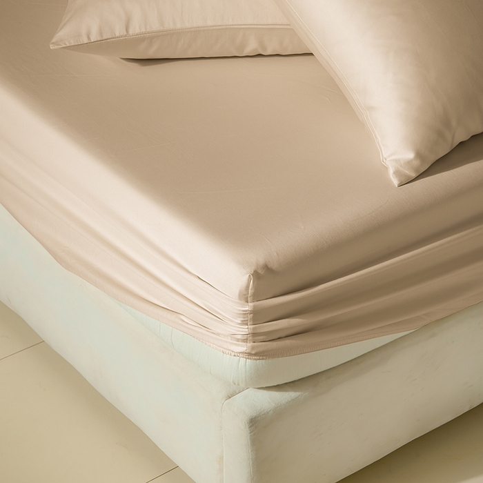 91家纺网 家纺一手货源 找家纺 佳汐蓝家纺 2026春夏新款贡缎长绒棉纯棉单床笠 床笠单件 浅香槟