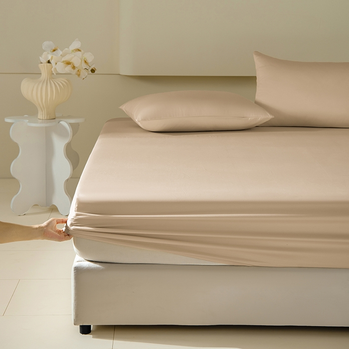 91家纺网 家纺一手货源 找家纺 佳汐蓝家纺 2026春夏新款贡缎长绒棉纯棉单床笠 床笠单件 浅香槟