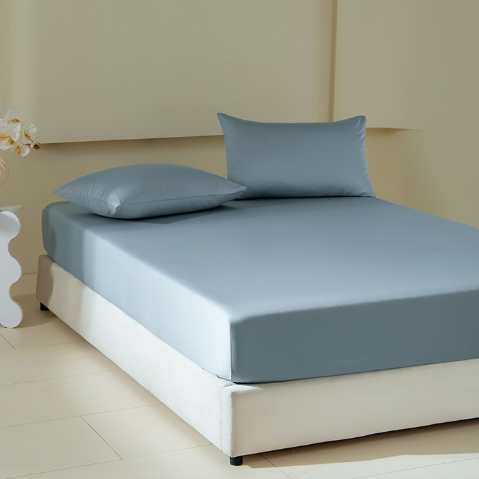 91家纺网 家纺一手货源 找家纺 佳汐蓝家纺 2026春夏新款贡缎长绒棉纯棉单床笠 床笠单件 清澈蓝