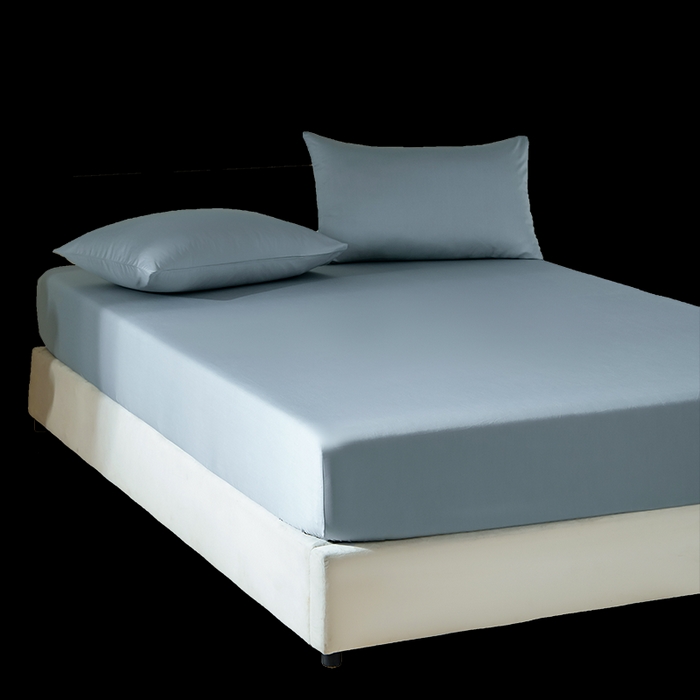 91家纺网 家纺一手货源 找家纺 佳汐蓝家纺 2026春夏新款贡缎长绒棉纯棉单床笠 床笠单件 清澈蓝