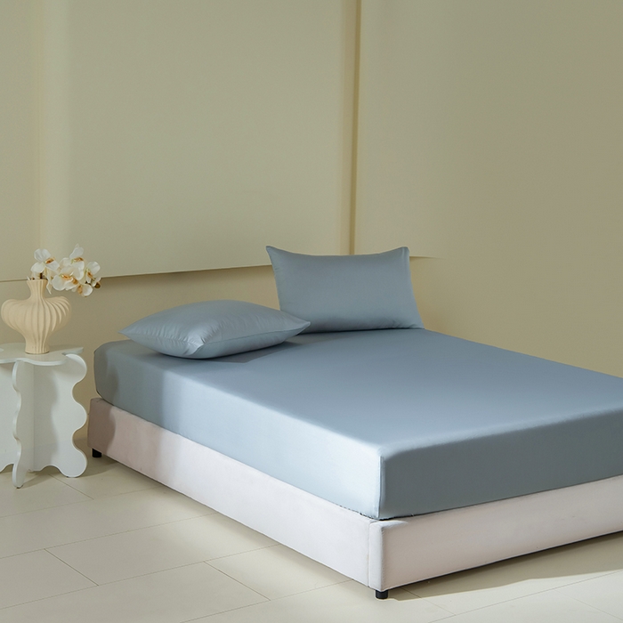 91家纺网 家纺一手货源 找家纺 佳汐蓝家纺 2026春夏新款贡缎长绒棉纯棉单床笠 床笠单件 清澈蓝