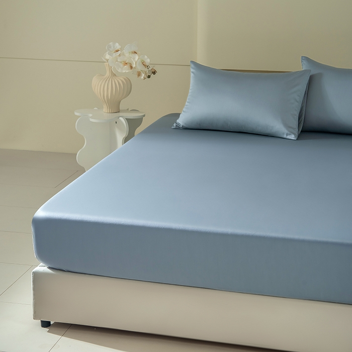 91家纺网 家纺一手货源 找家纺 佳汐蓝家纺 2026春夏新款贡缎长绒棉纯棉单床笠 床笠单件 清澈蓝