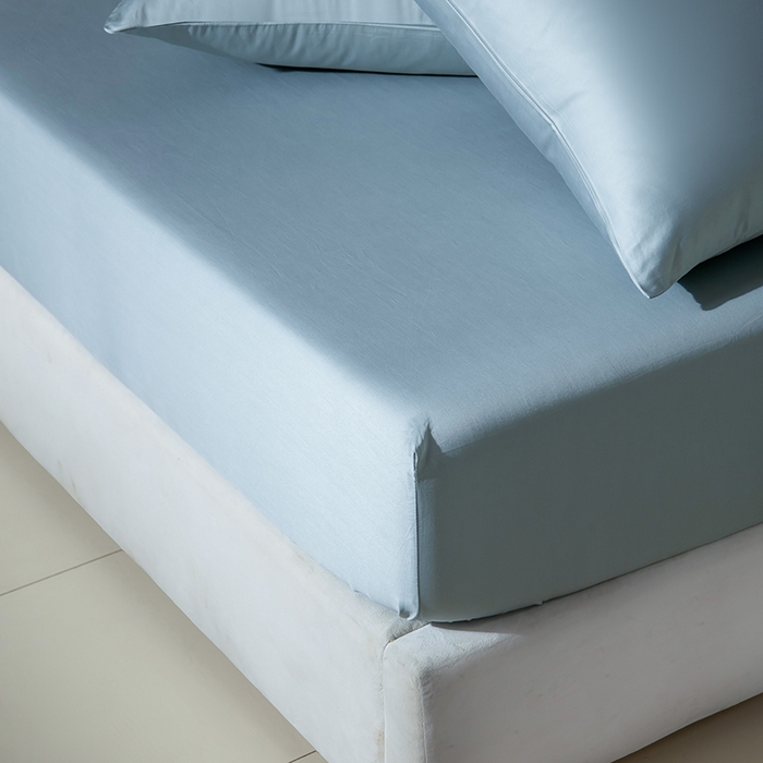 91家纺网 家纺一手货源 找家纺 佳汐蓝家纺 2026春夏新款贡缎长绒棉纯棉单床笠 床笠单件 清澈蓝