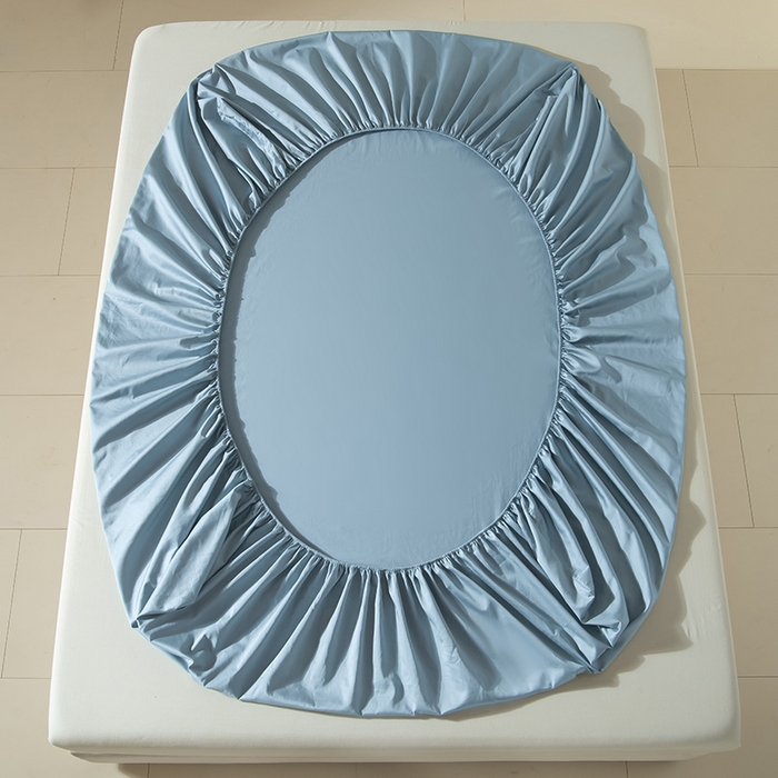 91家纺网 家纺一手货源 找家纺 佳汐蓝家纺 2026春夏新款贡缎长绒棉纯棉单床笠 床笠单件 清澈蓝