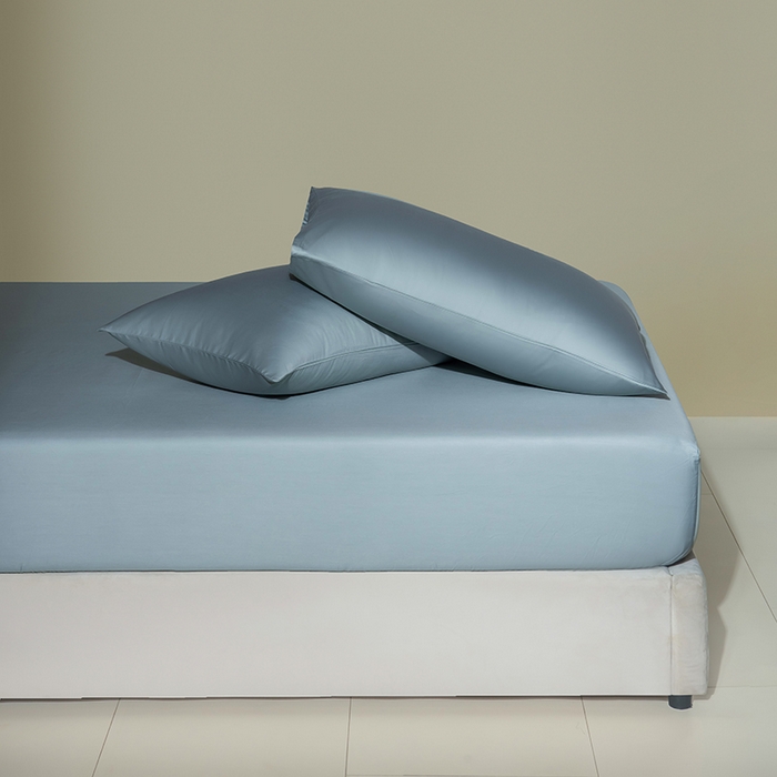 91家纺网 家纺一手货源 找家纺 佳汐蓝家纺 2026春夏新款贡缎长绒棉纯棉单床笠 床笠单件 清澈蓝