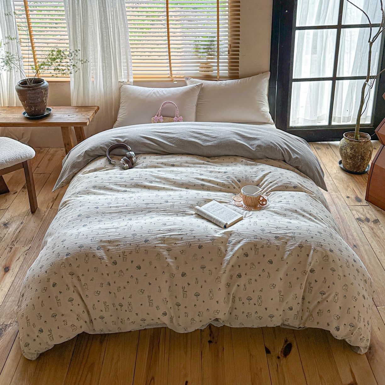 91家纺网 家纺一手货源 找家纺 孑寐家纺 2026新款亲肤舒适全棉棉麻单床盖床盖单件 奇妙森林