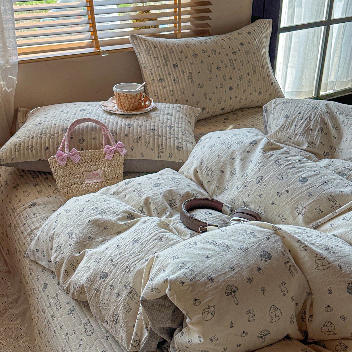 91家纺网 家纺一手货源 找家纺 孑寐家纺 2026新款亲肤舒适全棉棉麻单床盖床盖单件 奇妙森林