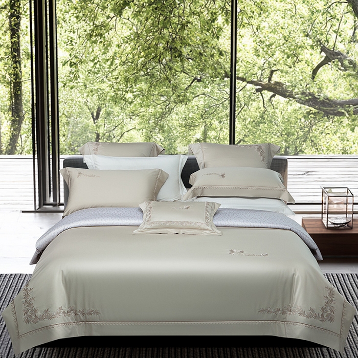 91家纺网 家纺一手货源 找家纺 （总）诗黛尔 2026春夏新款长绒棉刺绣四件套黎境系列