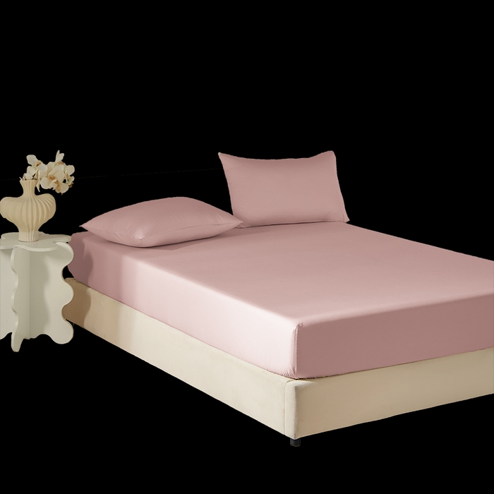 91家纺网 家纺一手货源 找家纺 佳汐蓝家纺 2026春夏新款贡缎长绒棉纯棉单床笠 床笠单件 清新粉