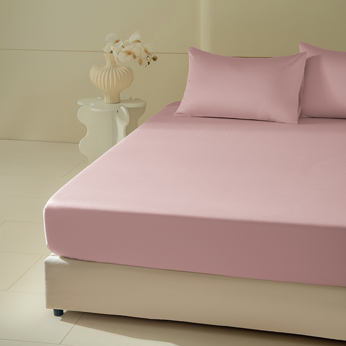 91家纺网 家纺一手货源 找家纺 佳汐蓝家纺 2026春夏新款贡缎长绒棉纯棉单床笠 床笠单件 清新粉