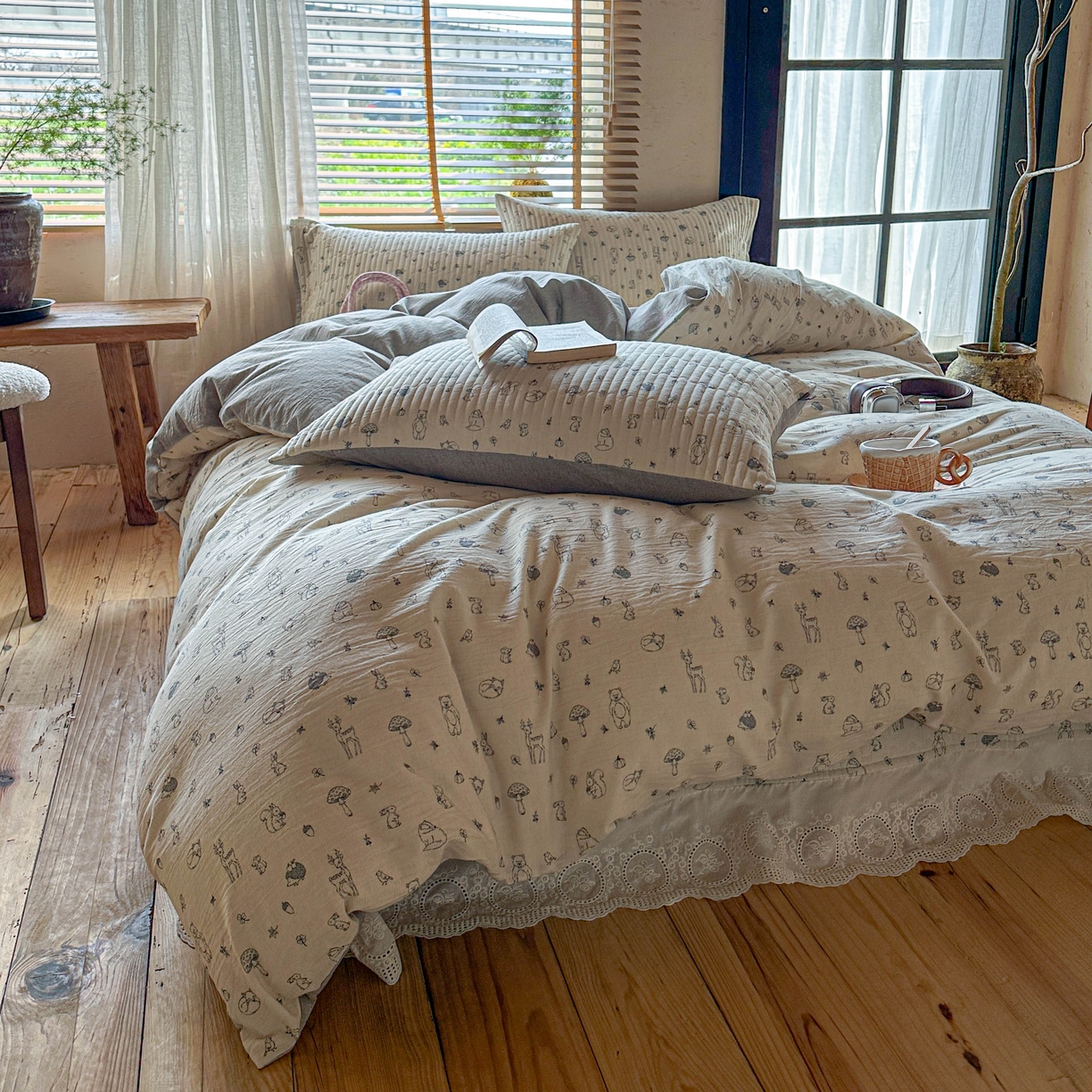 91家纺网 家纺一手货源 找家纺 孑寐家纺 2026新款亲肤舒适全棉棉麻单床盖床盖单件 奇妙森林