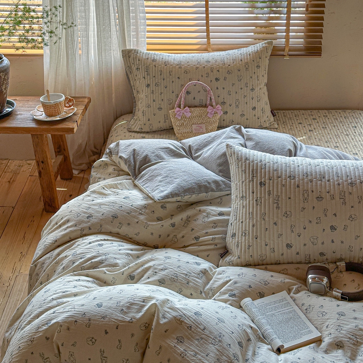 91家纺网 家纺一手货源 找家纺 孑寐家纺 2026新款亲肤舒适全棉棉麻单床盖床盖单件 奇妙森林