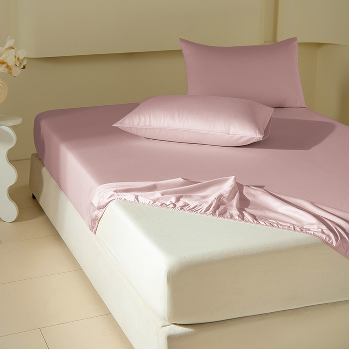 91家纺网 家纺一手货源 找家纺 佳汐蓝家纺 2026春夏新款贡缎长绒棉纯棉单床笠 床笠单件 清新粉