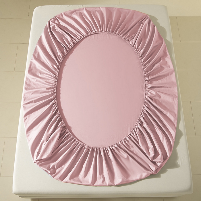 91家纺网 家纺一手货源 找家纺 佳汐蓝家纺 2026春夏新款贡缎长绒棉纯棉单床笠 床笠单件 清新粉