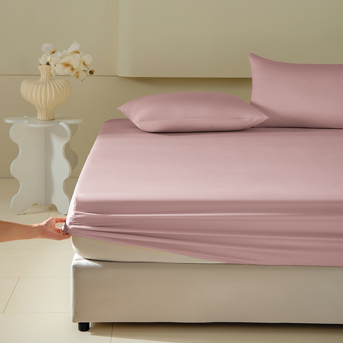 91家纺网 家纺一手货源 找家纺 佳汐蓝家纺 2026春夏新款贡缎长绒棉纯棉单床笠 床笠单件 清新粉