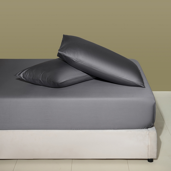 91家纺网 家纺一手货源 找家纺 佳汐蓝家纺 2026春夏新款贡缎长绒棉纯棉单床笠 床笠单件 绅士灰