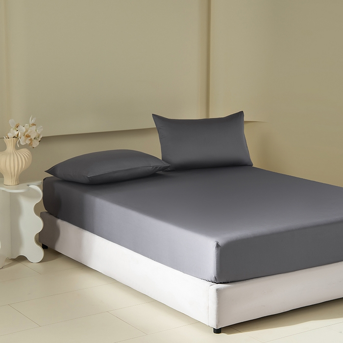 91家纺网 家纺一手货源 找家纺 佳汐蓝家纺 2026春夏新款贡缎长绒棉纯棉单床笠 床笠单件 绅士灰