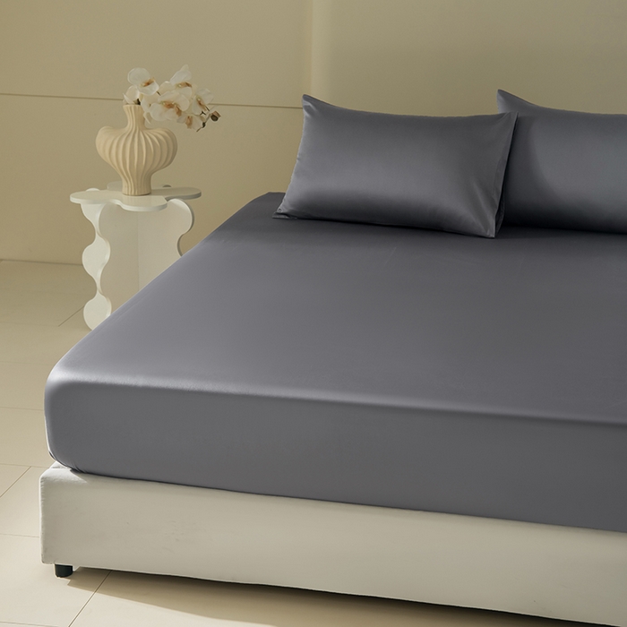 91家纺网 家纺一手货源 找家纺 佳汐蓝家纺 2026春夏新款贡缎长绒棉纯棉单床笠 床笠单件 绅士灰