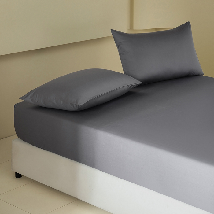 91家纺网 家纺一手货源 找家纺 佳汐蓝家纺 2026春夏新款贡缎长绒棉纯棉单床笠 床笠单件 绅士灰