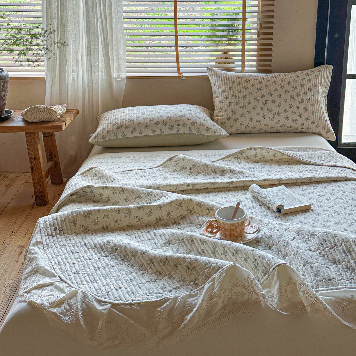 91家纺网 家纺一手货源 找家纺 孑寐家纺 2026新款亲肤舒适全棉棉麻单床盖床盖单件 清风蝶语