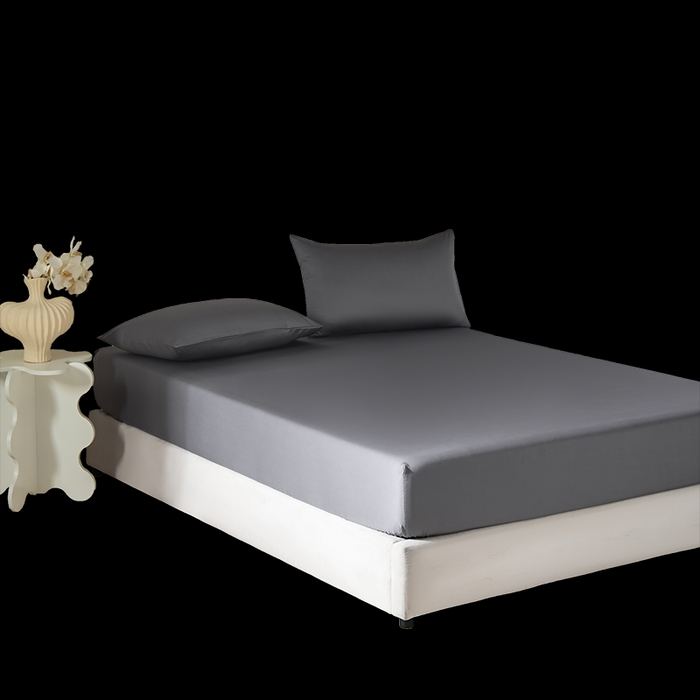 91家纺网 家纺一手货源 找家纺 佳汐蓝家纺 2026春夏新款贡缎长绒棉纯棉单床笠 床笠单件 绅士灰