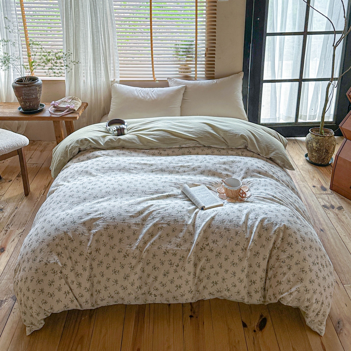 91家纺网 家纺一手货源 找家纺 孑寐家纺 2026新款亲肤舒适全棉棉麻单床盖床盖单件 清风蝶语