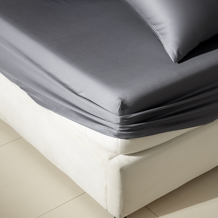 91家纺网 家纺一手货源 找家纺 佳汐蓝家纺 2026春夏新款贡缎长绒棉纯棉单床笠 床笠单件 绅士灰