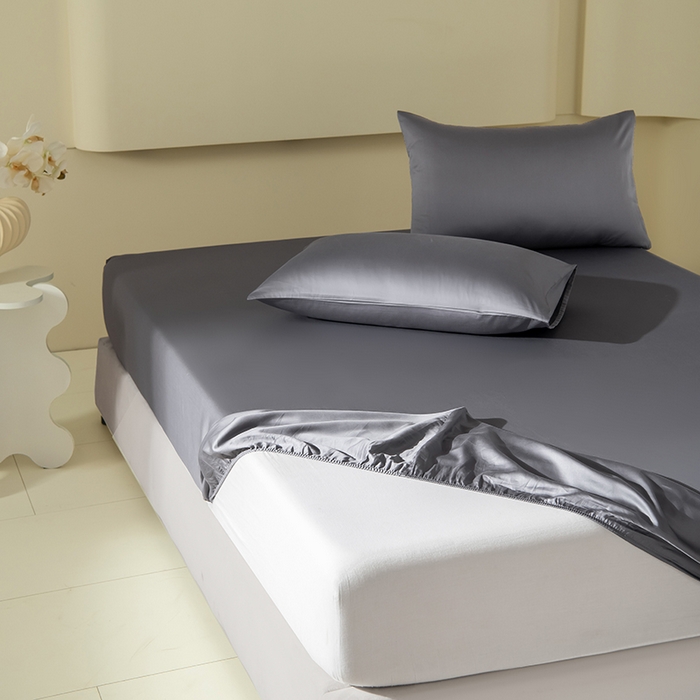 91家纺网 家纺一手货源 找家纺 佳汐蓝家纺 2026春夏新款贡缎长绒棉纯棉单床笠 床笠单件 绅士灰