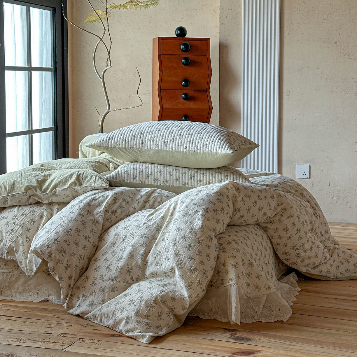 91家纺网 家纺一手货源 找家纺 孑寐家纺 2026新款亲肤舒适全棉棉麻单床盖床盖单件 清风蝶语