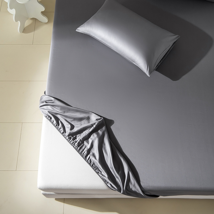 91家纺网 家纺一手货源 找家纺 佳汐蓝家纺 2026春夏新款贡缎长绒棉纯棉单床笠 床笠单件 绅士灰