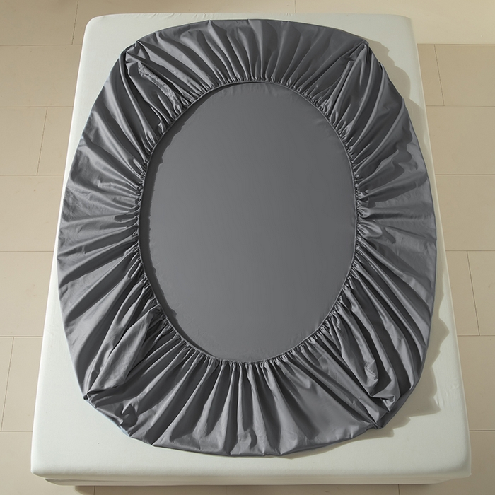 91家纺网 家纺一手货源 找家纺 佳汐蓝家纺 2026春夏新款贡缎长绒棉纯棉单床笠 床笠单件 绅士灰