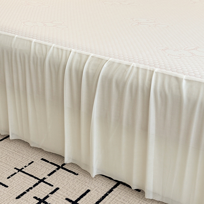 91家纺网 家纺一手货源 找家纺 七里香 2026新款提花冰豆豆床裙款凉席三件套四件套 床裙款小熊-粉