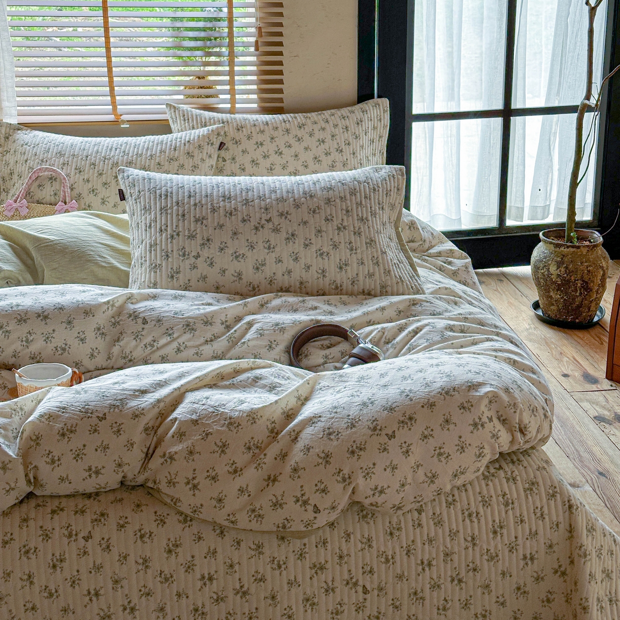 91家纺网 家纺一手货源 找家纺 孑寐家纺 2026新款亲肤舒适全棉棉麻单床盖床盖单件 清风蝶语