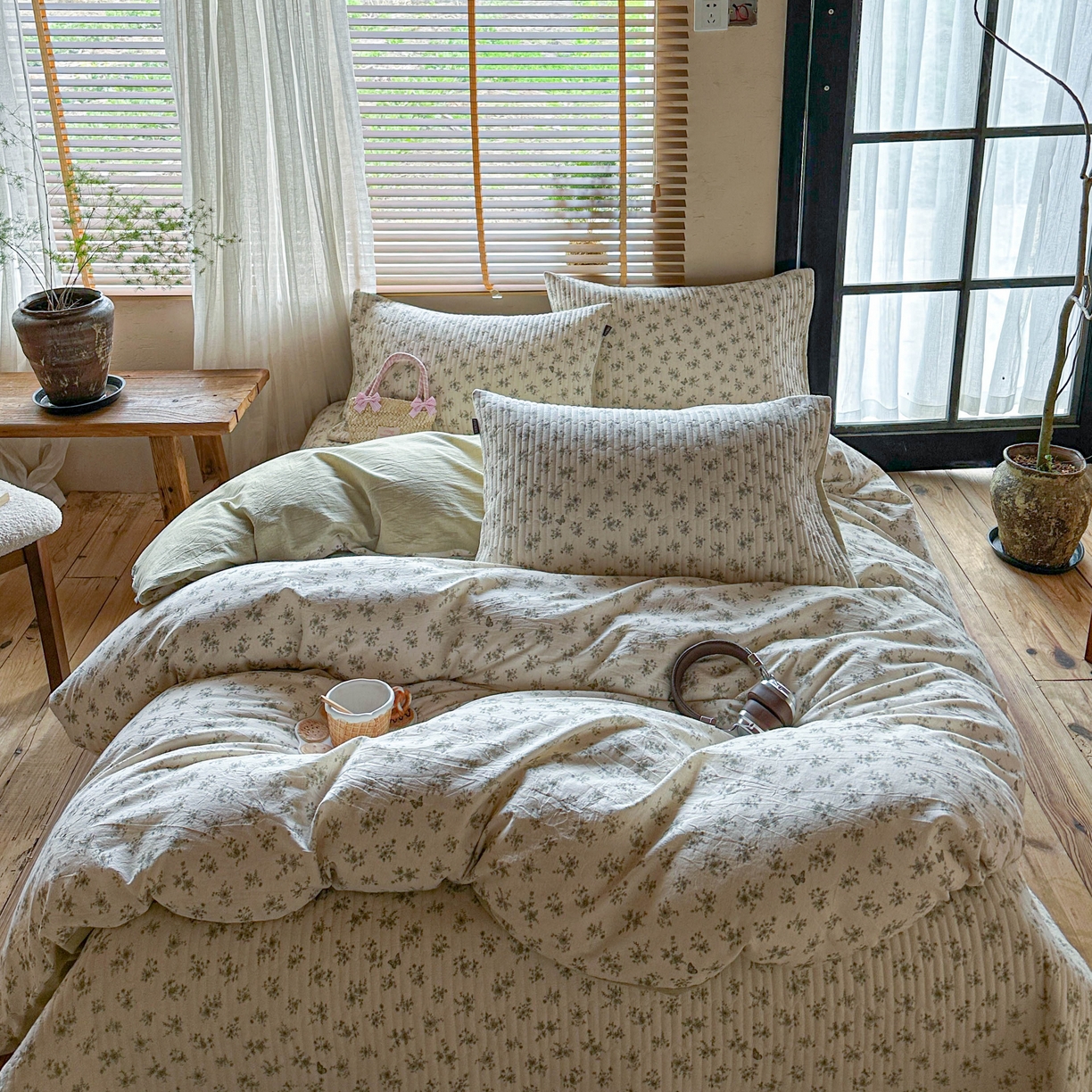 91家纺网 家纺一手货源 找家纺 孑寐家纺 2026新款亲肤舒适全棉棉麻单床盖床盖单件 清风蝶语