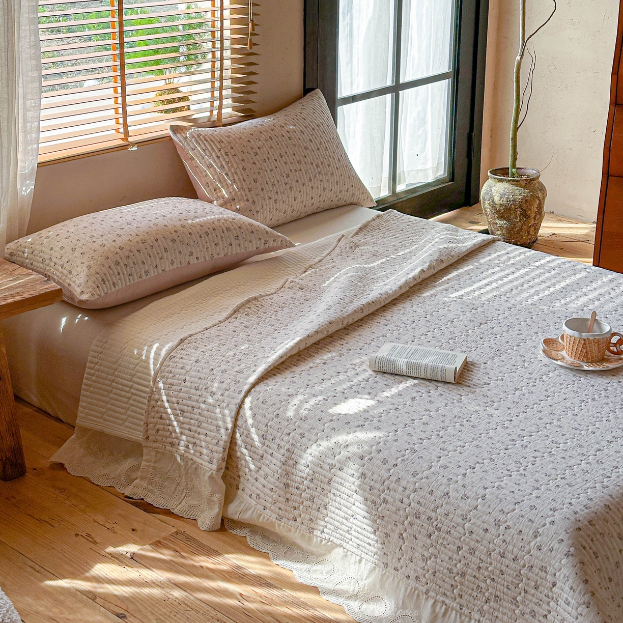 孑寐家纺 2026新款亲肤舒适全棉棉麻单床盖床盖单件 秋野拾花